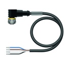 Konektors ar kabeli WKC4.4T-15/TEL, M12, mamma, leņķī, 4 kontakti, 15m PVC