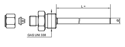 Thermowell 3mm, 5x50mm, G1/2, st.steel
