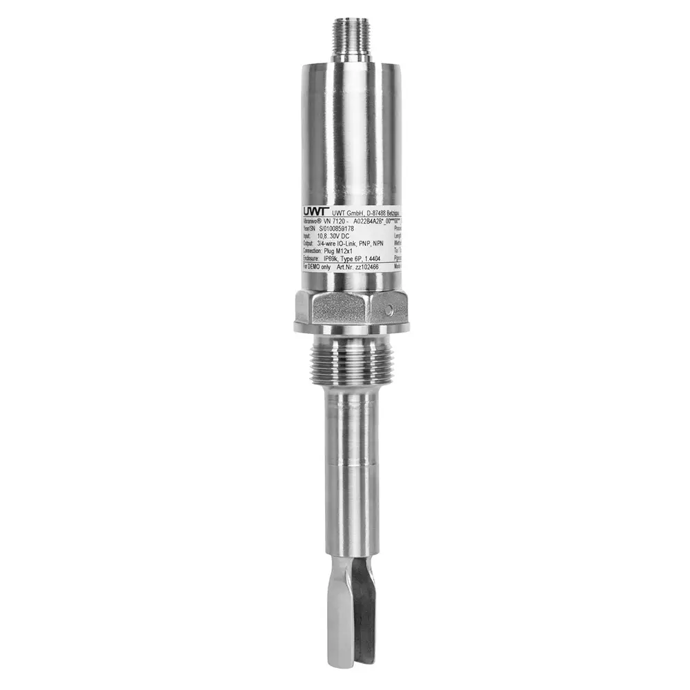 Līmeņa slēdzis, vibrodakša VN7120, G1/2"ISO 228-1, 3/4-wire IO-Link, PNP, NPN, Push/Pull, SS316L, Tmax 150°C, Sp=104mm  