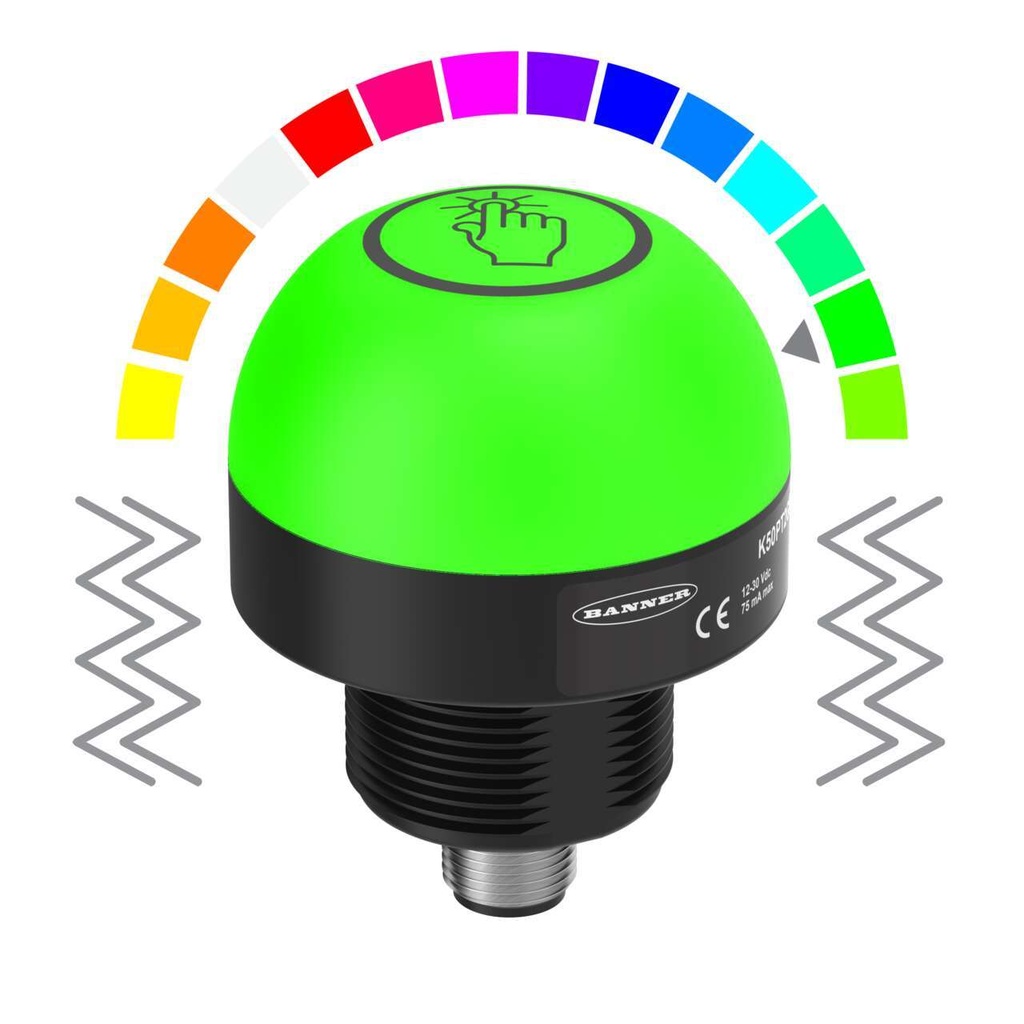 Skārienjutīga poga K50PTVKQ, RGB, vibrācijas atgriezeniskā saite, IO-Link, 18-30VDC, IP69K, M30, M12 4 kontaktu