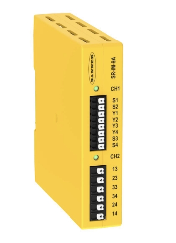 Safety relay SR-IM-9A, Input 2xOSSD (1 Dual/Single Channel), with EDM, output: 3xNO 6A