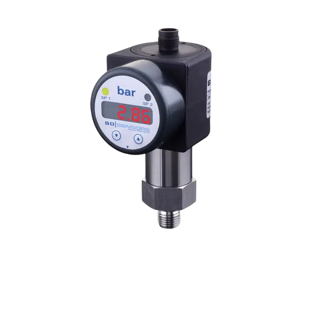 Spiediena sensors DS200, -1...2bar, 4-20mA, 1xPNP, G1/2” ar skalojamu sensora membrānu, Viton (FKM), (ar displeju)