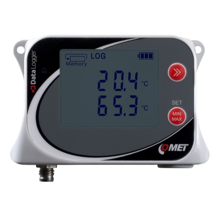 Dual channel temperature data logger for one external Pt1000 probe with internal temperature sensor