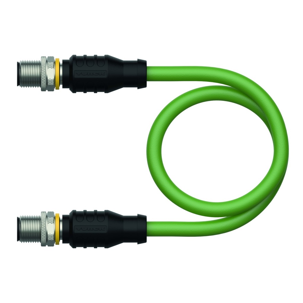 Connection cable RSSD-RSSD-4422-0.3M, M12 D-coded male straight / M12 D-coded male straight, 4-pin, 0.3m PUR, shielded