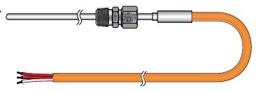 Temperature sensor Pt100, 3x100mm, 8m kab.