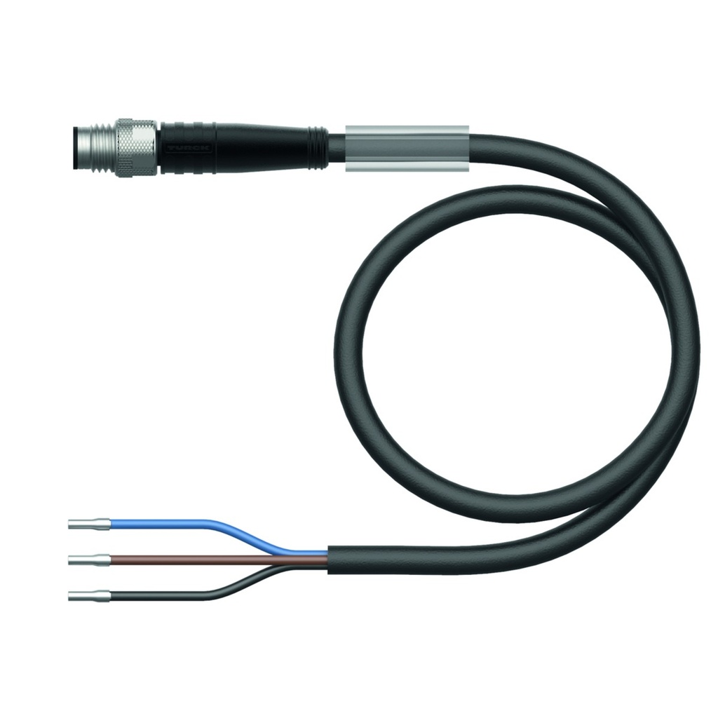 Konektors ar kabeli PSG4M-5/TXL, M8, paps, taisns, 4 kontakti, 5m PUR