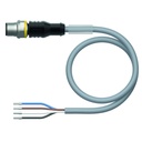 Konektors ar kabeli RSC4.4T-3/TXG, M12, paps, taisns, 4 kontakti, 3m PUR, pelēks