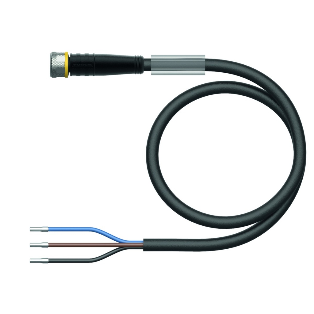 Connection cable PKG3M-2/TEL, M8, female, straight, 3-pin, 2m PVC