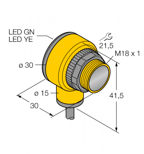 Foto sensors T18SN6R, uztv., 0..20m, 2m kab., NO/NC NPN