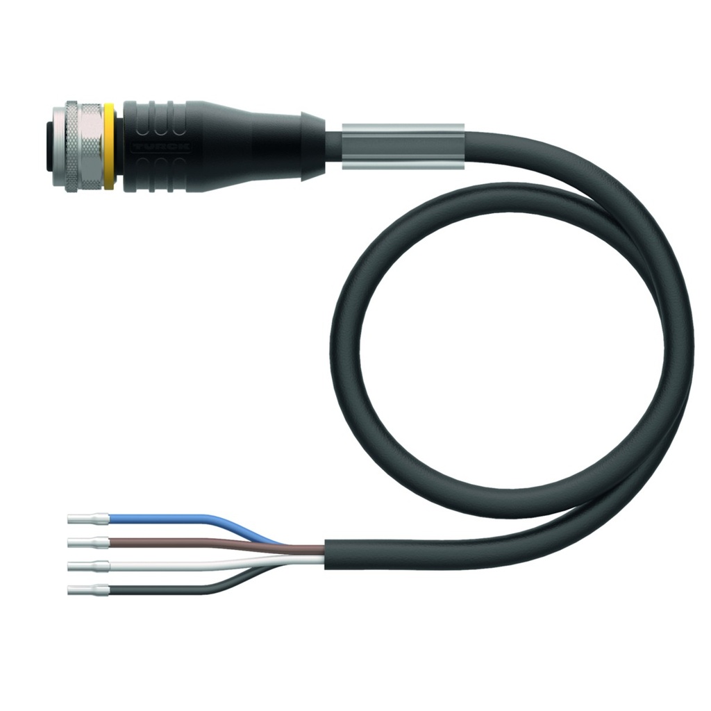 Connection cable RKS4.4T-30/TXL, M12, female, straight, 4-pin, 30m PUR, shielded