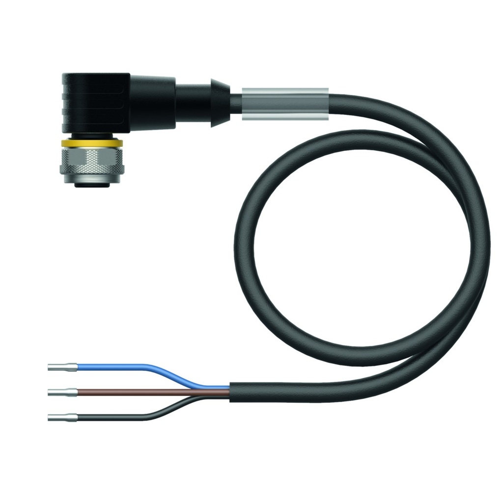 [6625022] Connection cable WKC4T-2/TEL, M12, female, angled, 3-pin, 2m PVC