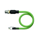 Konektors ar kabeli RSSD-RJ45S-4422-25M, M12 D kodējums paps taisns / RJ45 paps taisns, 4 kontakti, 25m PUR, ekranēts