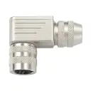 M16 Female angled connector, 7-pin, 6.0-8.0 mm, shieldable, solder, IP67