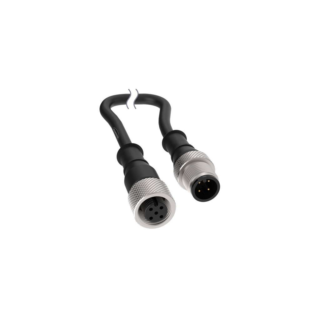 Connection cable BC-M12F4-M12M4-22-1, M12 A-coded 4-pin female / male, straight, 1 m, PVC
