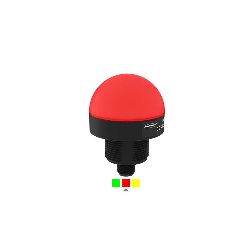 LED indikators K50GRYPQ, Ø50 mm, zaļa, sarkana, dzeltena, PNP, 24VDC, M30, M12 4 kontakti, IP69K