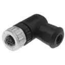 Connector, M12, female, angled, 4-pin, wireable
