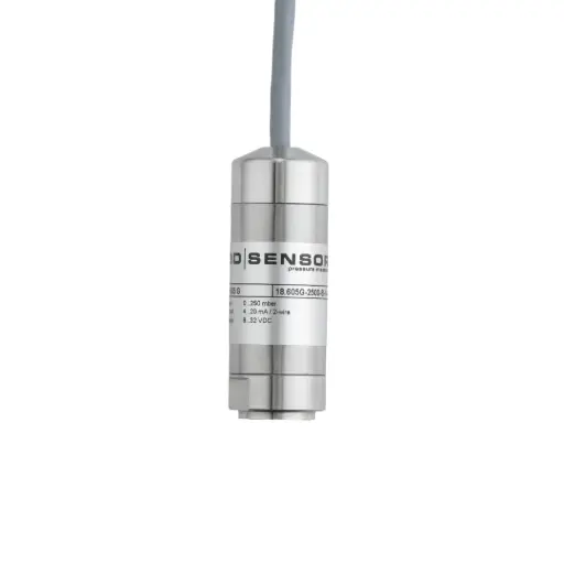 [18.605G-2500-M-1-5-2-003-S23-1-000] Līmeņa sensors 18.605G, 0-2.5 m H2O, 4-20 mA, 3 m PVC kabelis, flush port