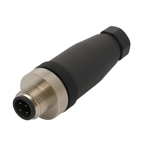 [N12MD4-CC7] Connector, M12, male, straight, 4-pin, wireable
