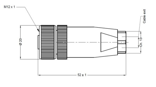 [N12FD5-CC7] Konektors M12, mamma, taisns, 5 pin (43-00094)