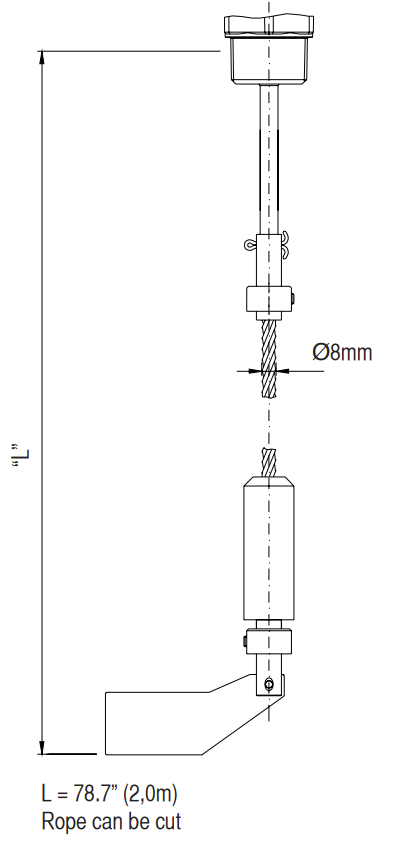 Level sensor Rope kit 2m for level switch SOLIDO500LAA/LEA | Will Sensors