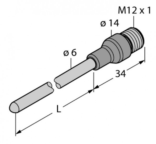 [TRM#P1A-6--0150X] Temperatūras sensors Pt100A, 6x150mm, M12, -50/+350C