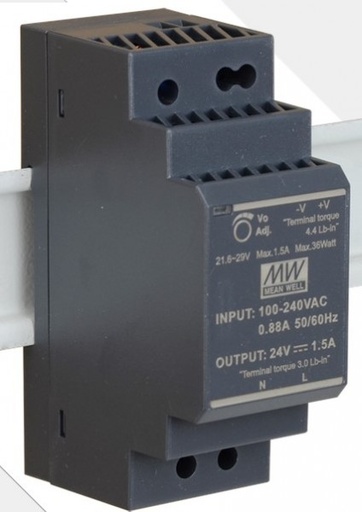 [HDR3024] Power supply 24Vdc 1.5 A, 230Vac 0.88 A, DIN