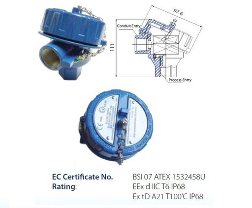 [XDAAM24M20] Temperatūras sensoru galva XDA-A-M24-M20, ATEX