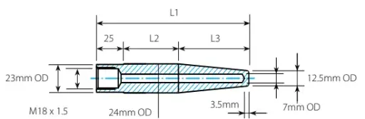 [TWD1-SS316] Temperatūras sensora kabata, D tips, L=140mm, 1.4404SS