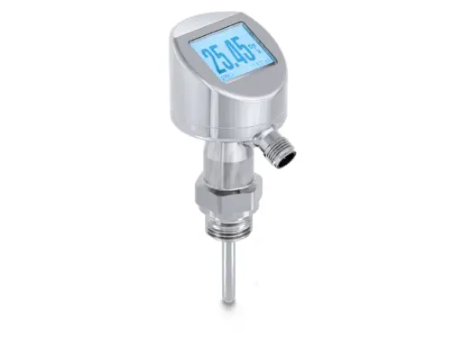 [PT55-G060.11013221.20000000100] Temperature sensor PT55, Pt100 1/1 B EN 60751, -50...125°C, IO-Link Dual Channel and 4…20 mA, M12-A, 4-pin, G 1/2 A ISO 228-1, SS., With display, 100 mm sensor tube.