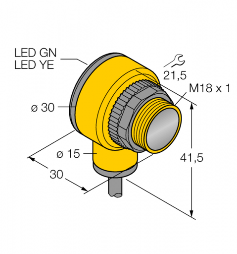 [3032469] Photo sensor T18SN6R, receiver, 0.. 20 m, 2 m cabs, FROM/NC NPN
