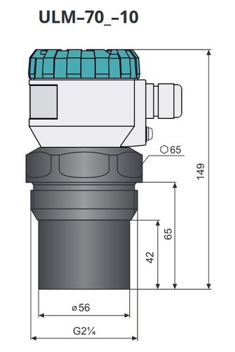 [ULM-70-N-10-G-I-B-L] Ultraskaņas sensors Sn=0.4-10m, 4-20mA, Vītne G2 1/4", SMART funkcija, bez displeja